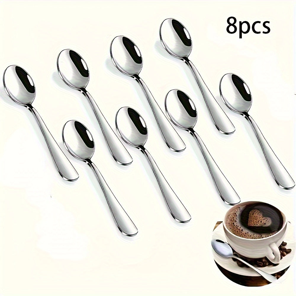 Set of 8 Stainless Steel Mini Coffee Spoons for Tea Desserts and Dining