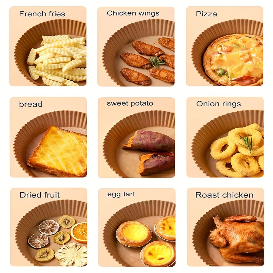 50 dona yopishmaydigan havo frayer uchun qog'ozlar, pishirish, grill qilish, suv o'tkazmaydigan, yog'ga chidamli