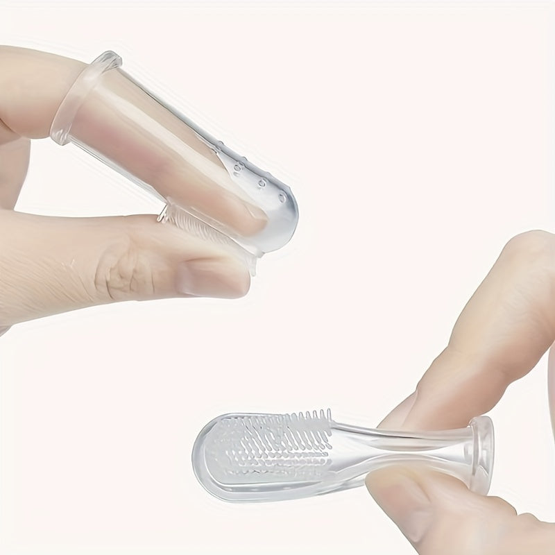 Kichkina silikondan tayyorlangan barmoqli tish choʻpchalari, chaqaloqlar va bolalar uchun, pushti, koʻk, shaffof