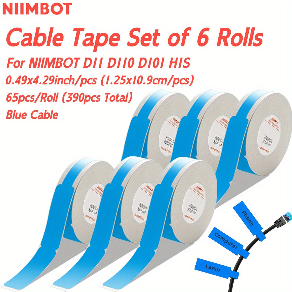 Thermal Label Tape Set 6 Rolls for D11 D110 D101 H1S Printers 1.19x10.9cm White Labels