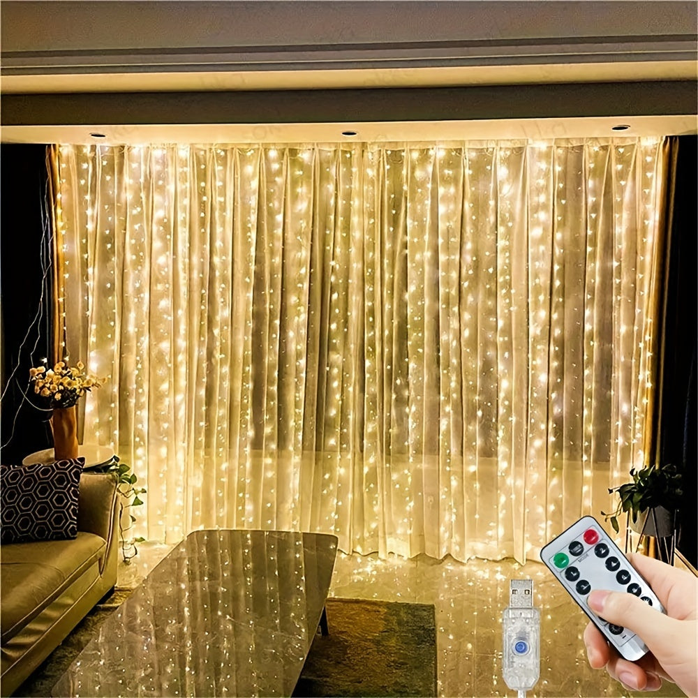 200 Luces de cadena USB blancas cálidas con control remoto para habitación, dormitorio, Navidad, Halloween, decoración del hogar