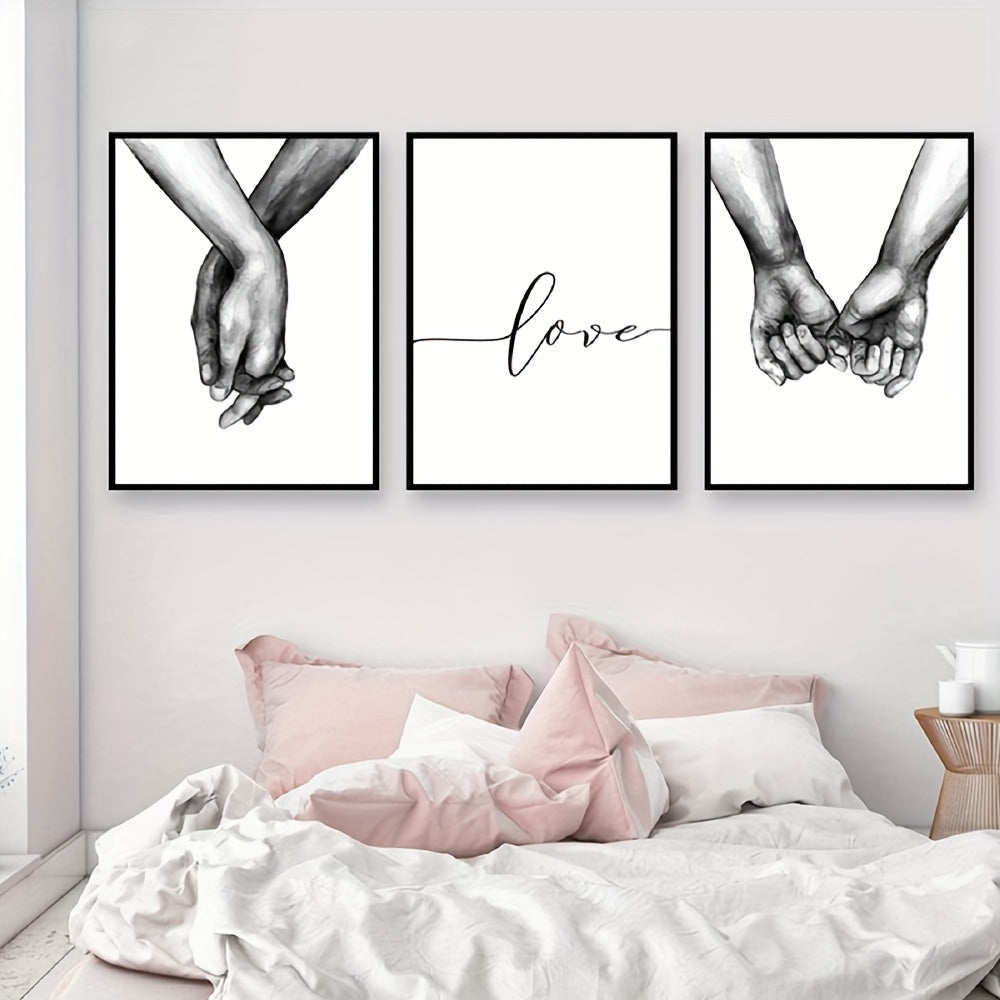 Black and White Canvas Wall Art Set of 3 for Home Decor No Frame Included