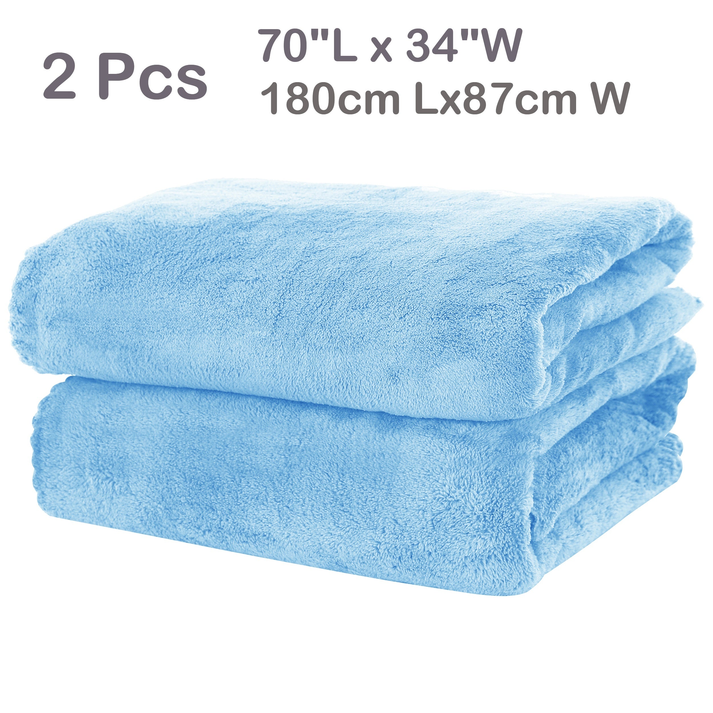 2-Piece Polyester Coral Velvet Bath Towel Set Highly Absorbent Soft for Bathroom Fitness Travel
