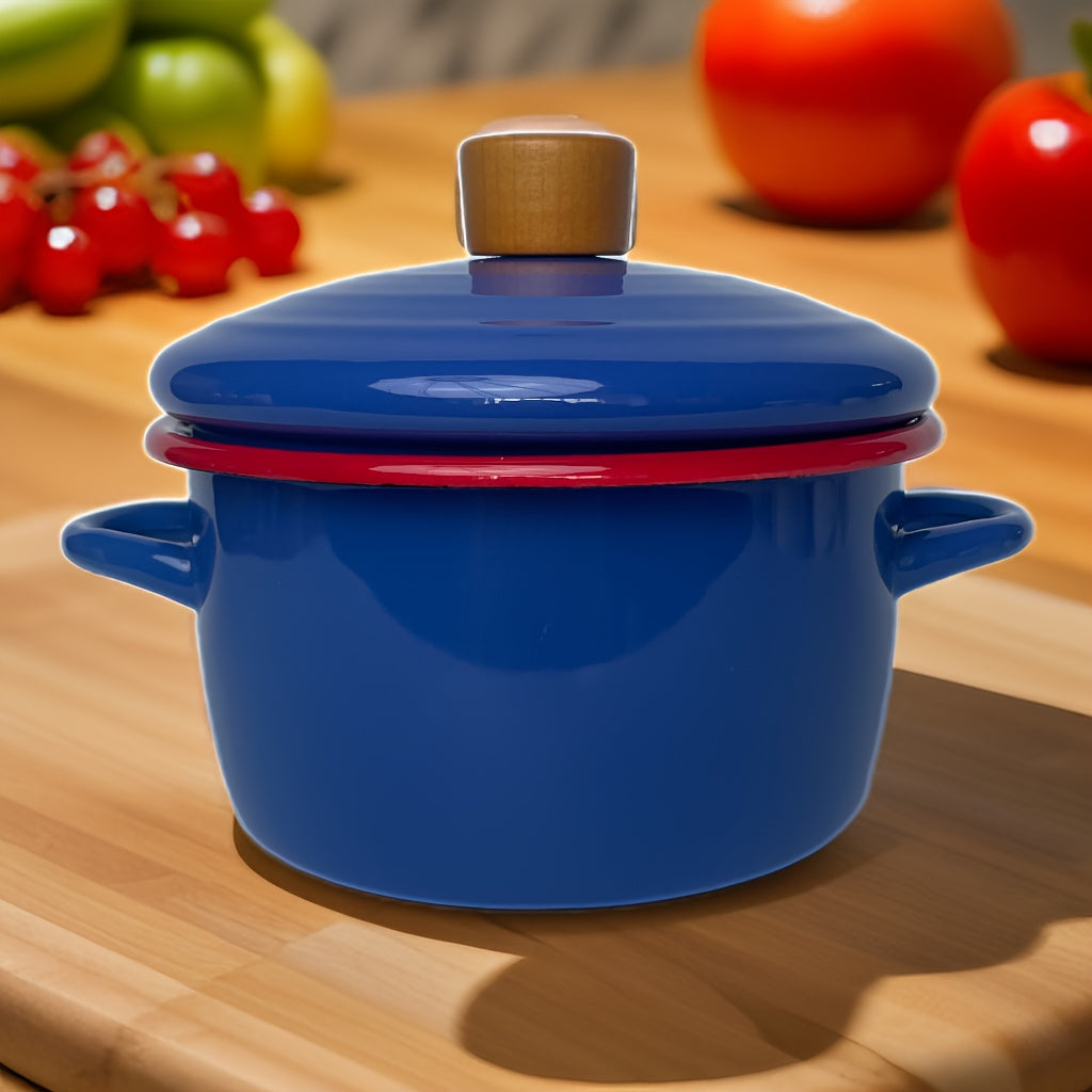 Qalin qoplamali, bir xil rangdagi emal sho'rva qozonlari to'plami, gaz pechida va induksion pechda ishlatish uchun mos. Ushbu oshxona va ovqatlanish uchun zarur bo'lgan buyumlar sog'liq uchun xavfsiz qoplamaga ega va 1.5L va 2.5L o'lchamlarida mavjud.