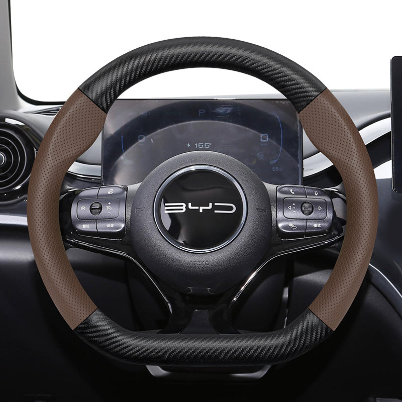 Car Carbon Fiber Texture Steering Wheel Cover Universal Fit for Cars Black Burgundy Orange