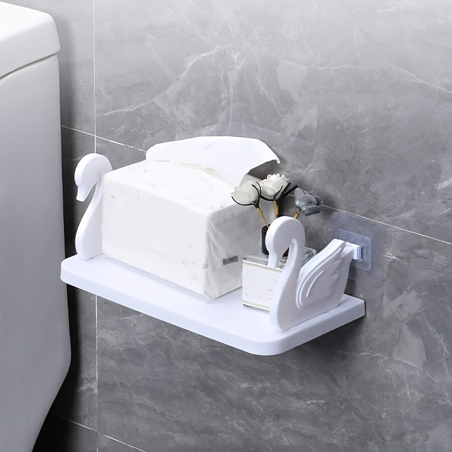 Wall Storage Rack for Bathroom Organization White Plastic 12 Inches