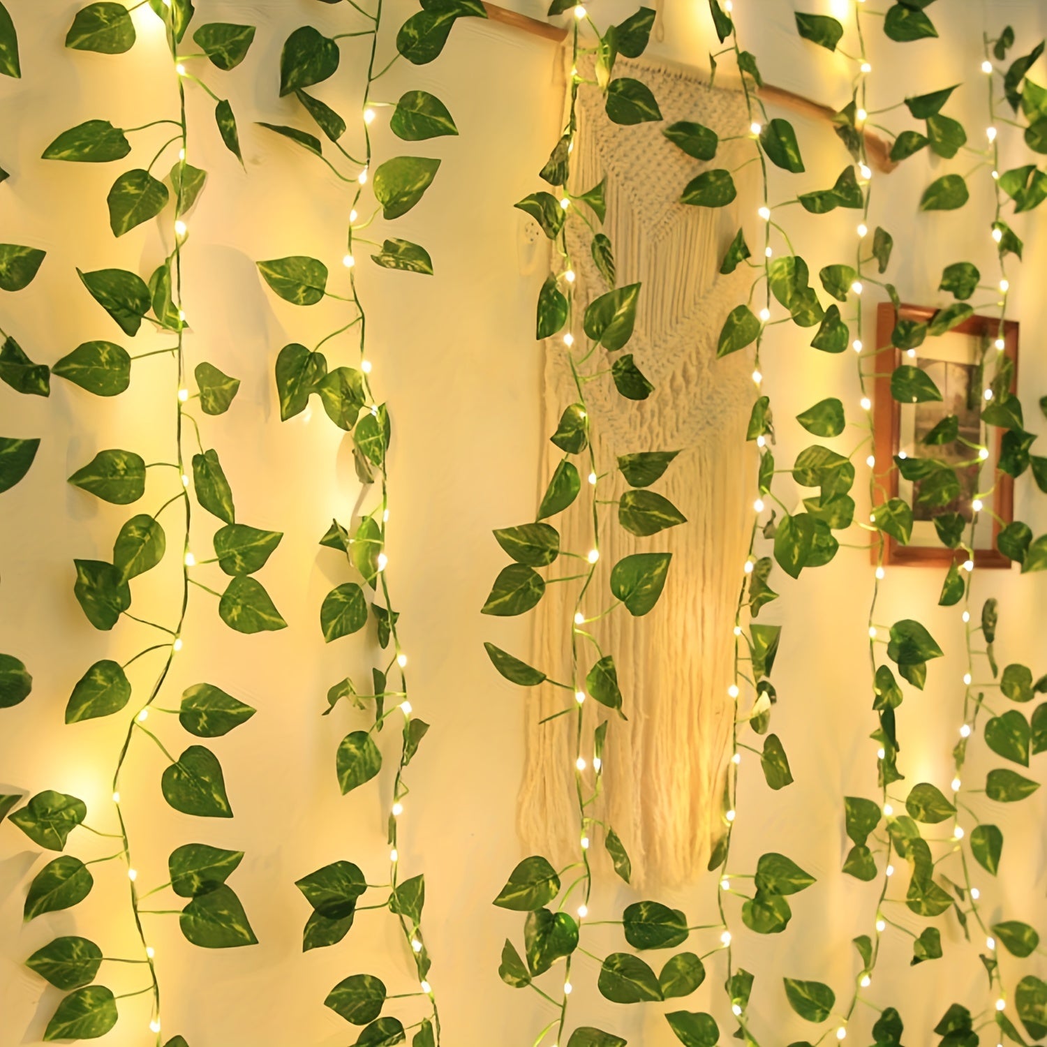 Green Ivy Leaf LED String Lights Battery-Powered for Home Decor Parties Weddings Holidays