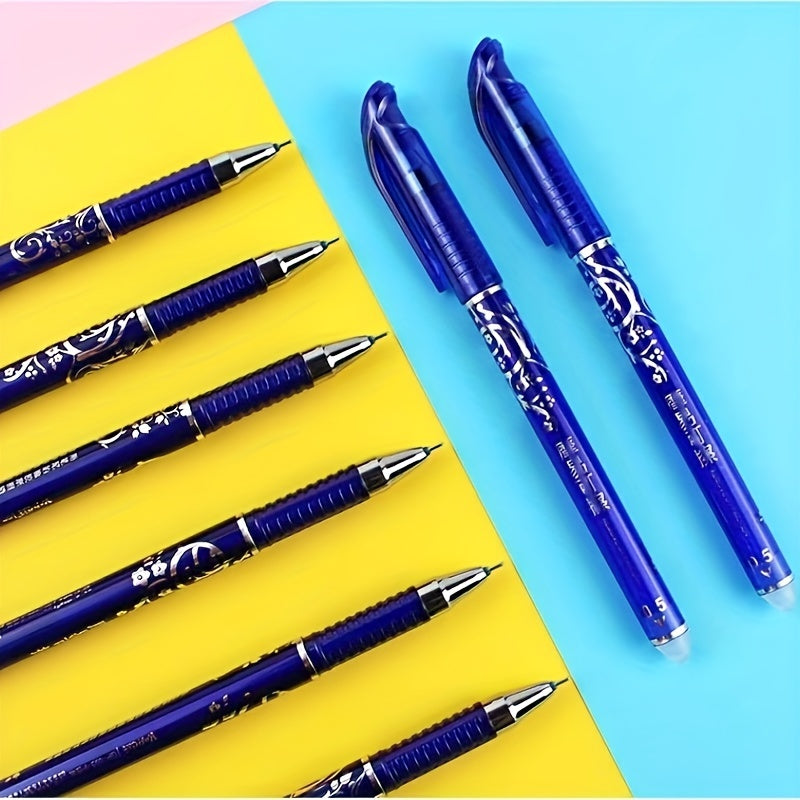 Set of 36 Blue 0.5mm Erasable Gel Pens with Replaceable Cores for Office and Students