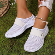 Women's White Large Mesh Slip-On Casual Sports Shoes for Summer and Beach