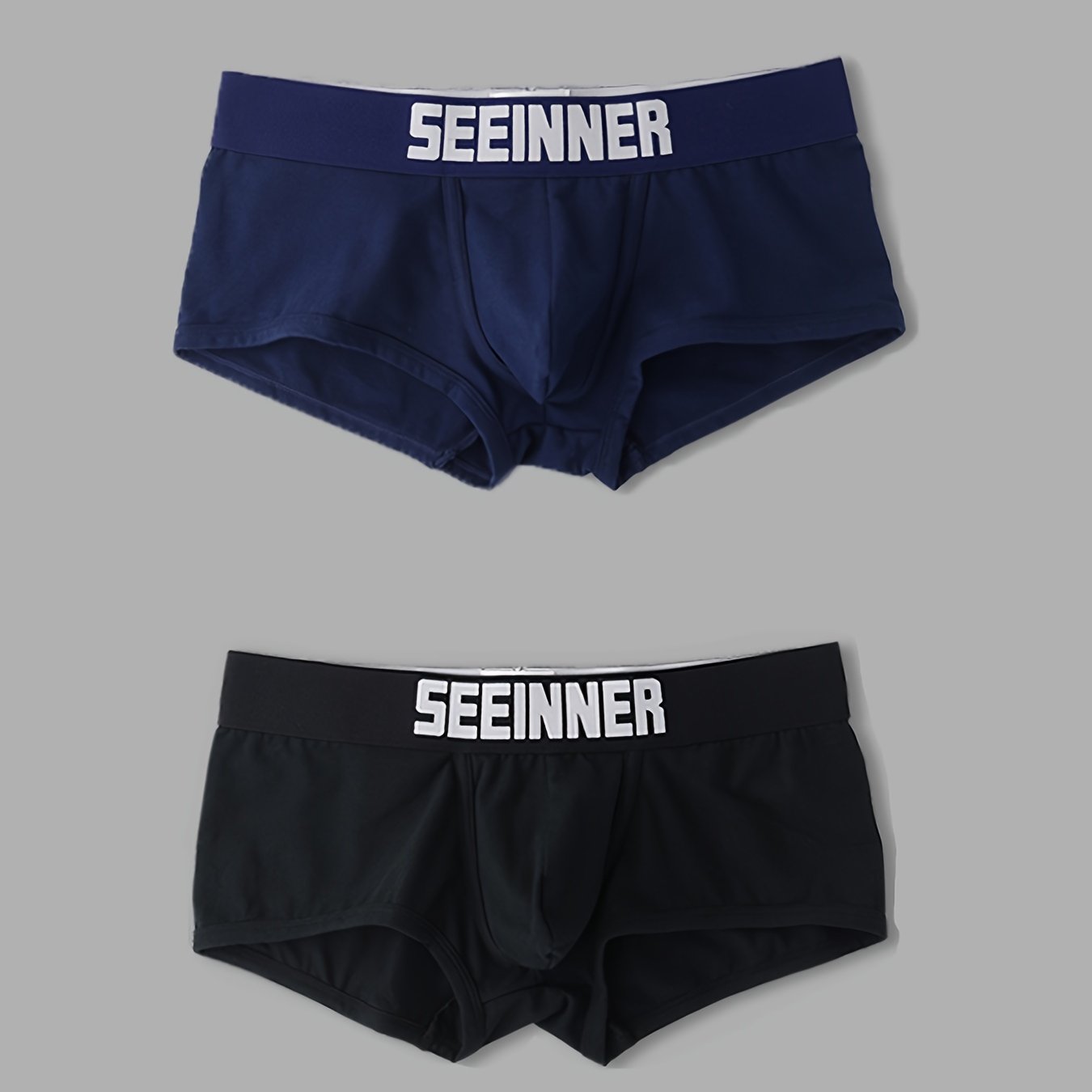 Men's Cotton Boxer Briefs Low Waist Breathable Stretchy Solid Color Shortie Underwear