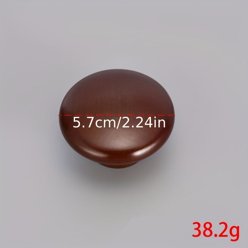 Set of Three Cast Iron Pot Lid Knobs with Solid Wood Handles for Glass and Metal Cookware