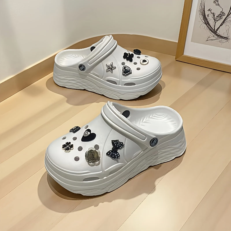 Women's Summer Fashion Shoes Black Illustration Casual Block Heel