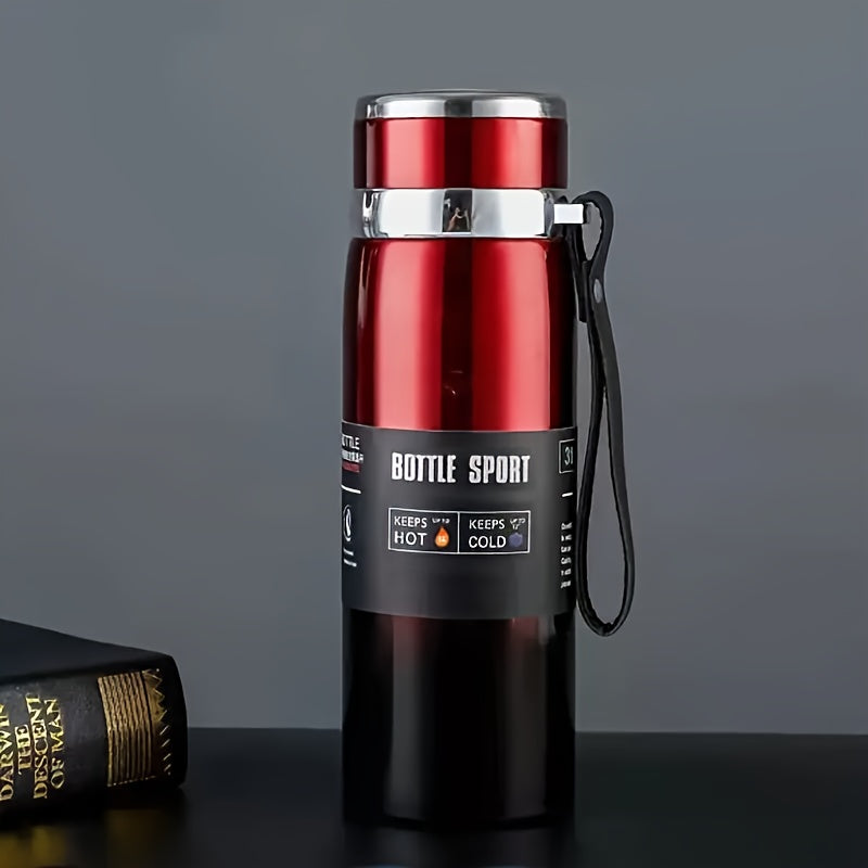 Large Capacity Travel Kettle Stainless Steel with Insulated Cup and Portable Strap