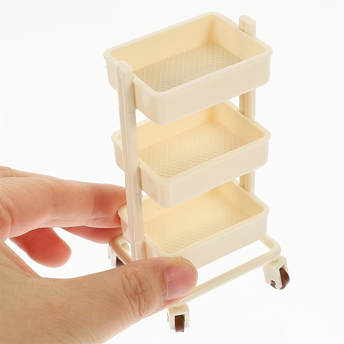 Mini Plastic Dining Cart Trolley with Storage for Dollhouse and Living Room Display