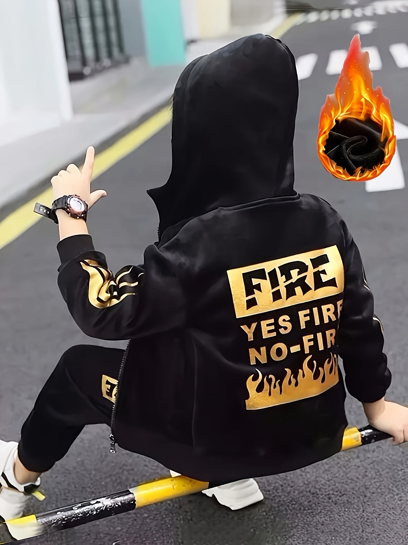 Yigitlar uchun Fleece Hoodie va Shimlar to'plami, kuz-qish bolalar uchun kundalik kiyimlar, o'rta katta