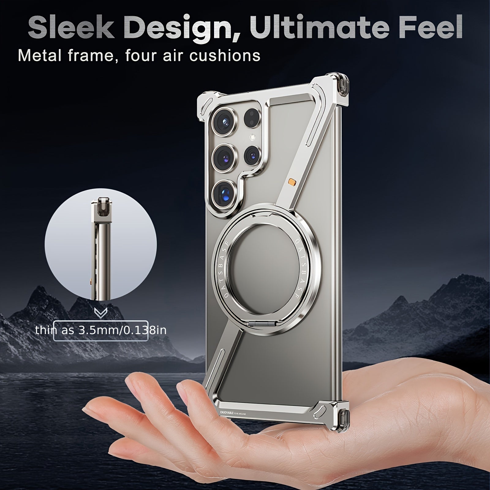 Ultra-Thin Metal Phone Case with Ring Stand and Magnetic Holder for Samsung S24U