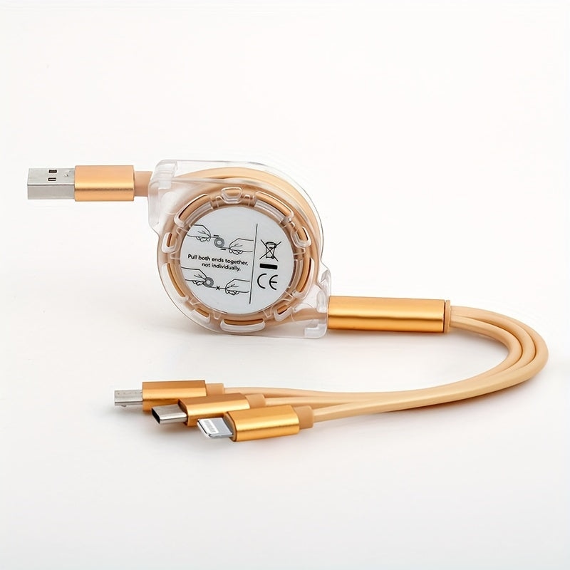 Retractable USB Charging Cable for iPhone Android Micro USB Type C Data Transfer