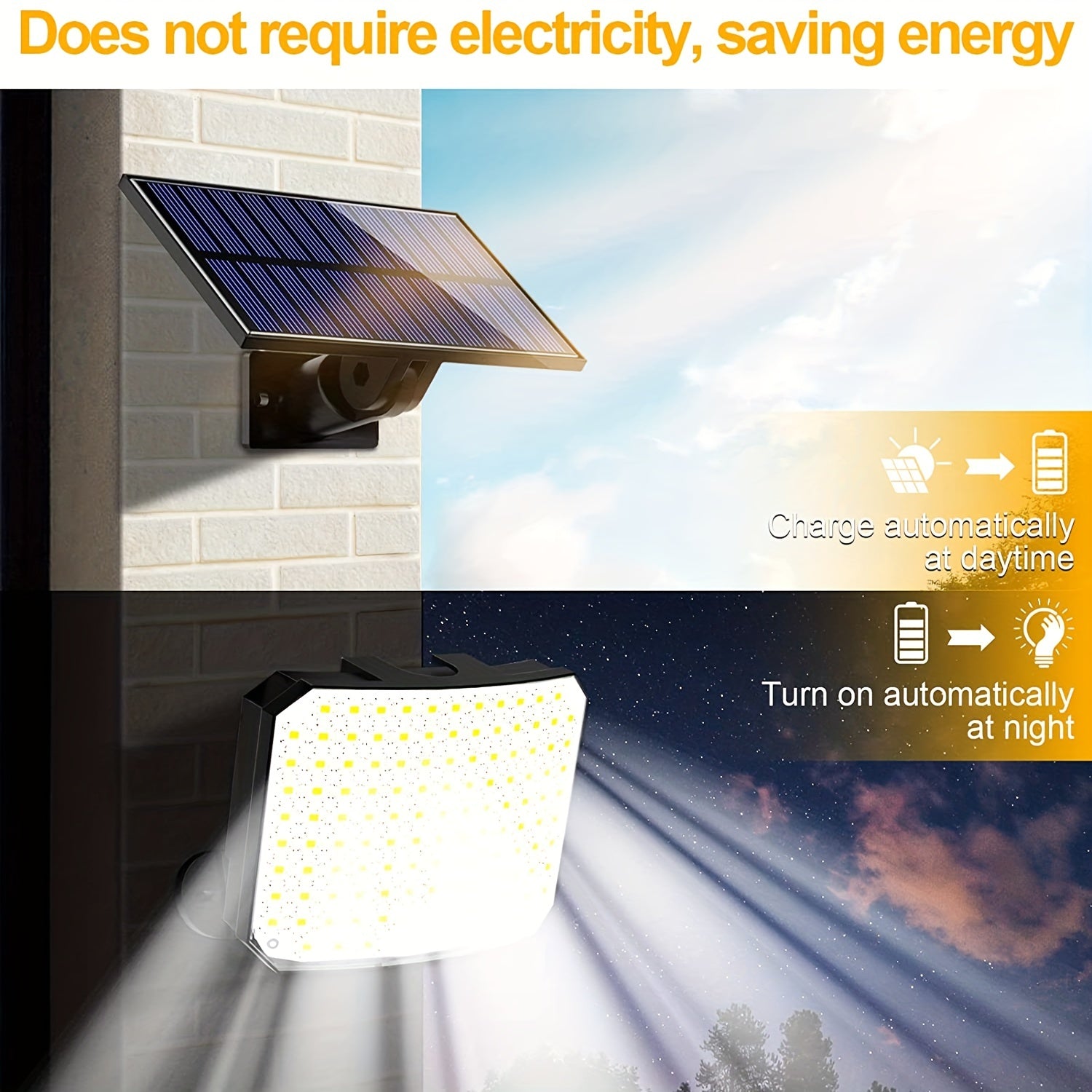 118 LED Solar Motion Sensor Flood Light with Remote Control 5.03m Cable Outdoor Security