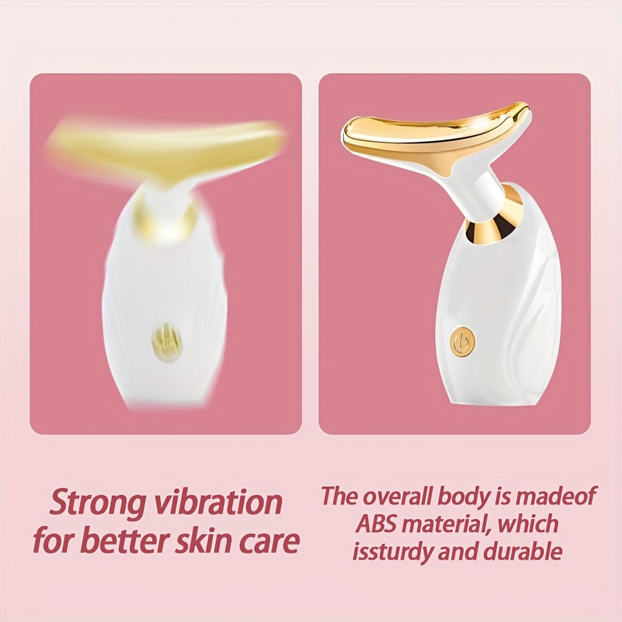 Masajeador facial blanco y dorado con vibración de alta frecuencia, herramienta de cuidado de la piel portátil sin batería