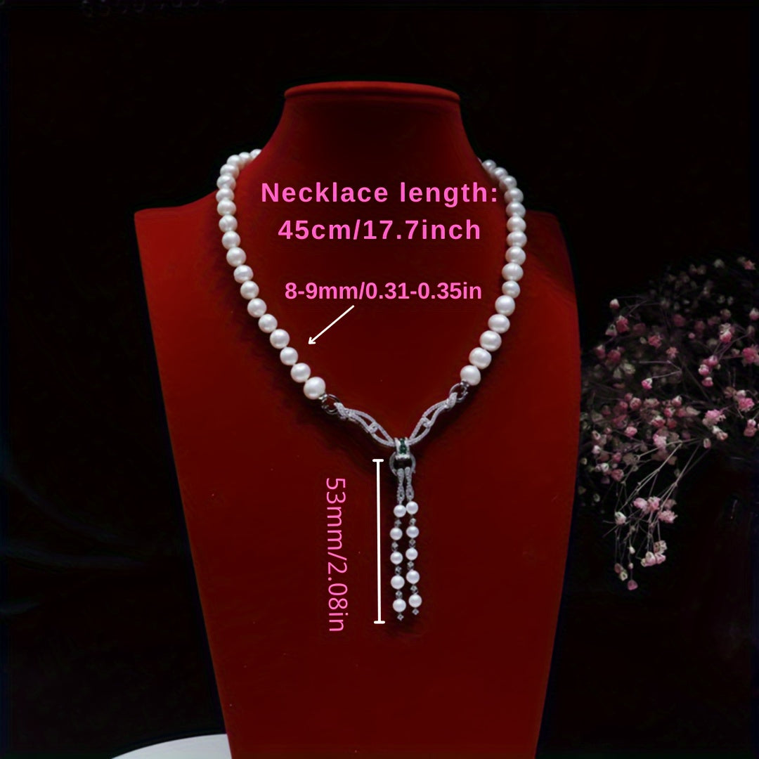 Women's Freshwater Pearl Necklace 8-9mm Natural Round Skin Gloss Formal Jewelry