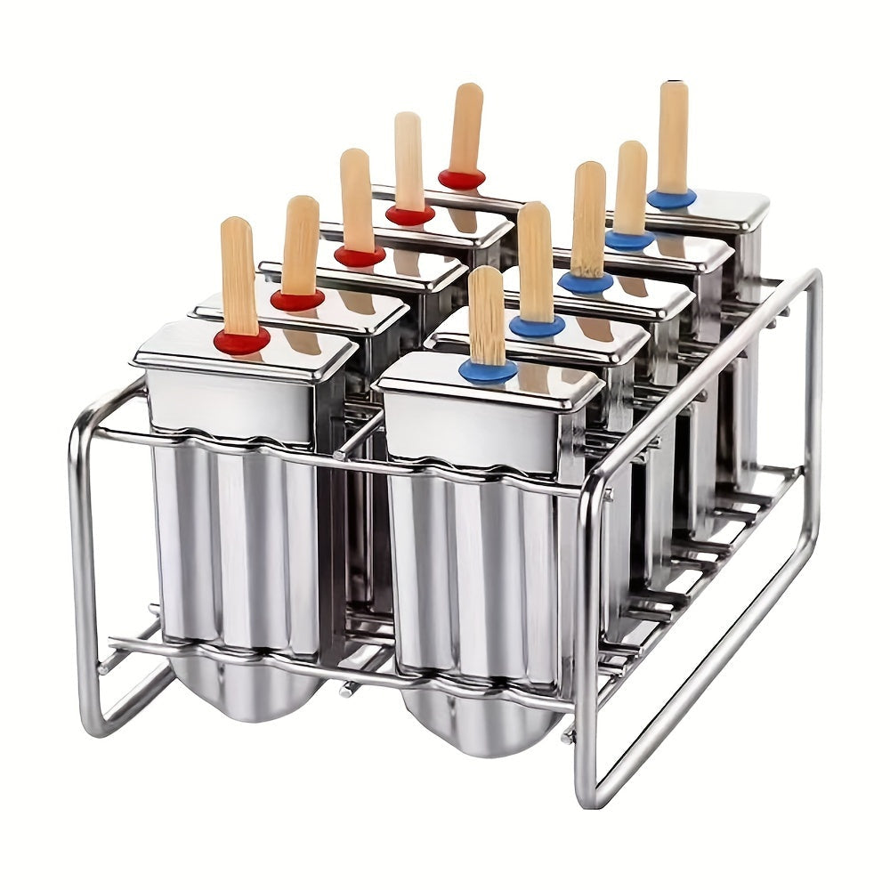 6 or 10 Piece Stainless Steel Popsicle Molds Set with Cover and Sticks