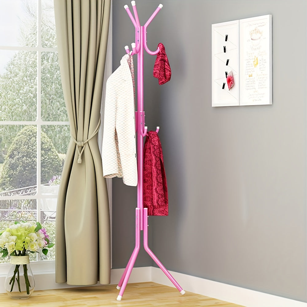 Freestanding Wrought Iron Clothes Rack in Black Light Blue or Pink Space-Saving Organizer