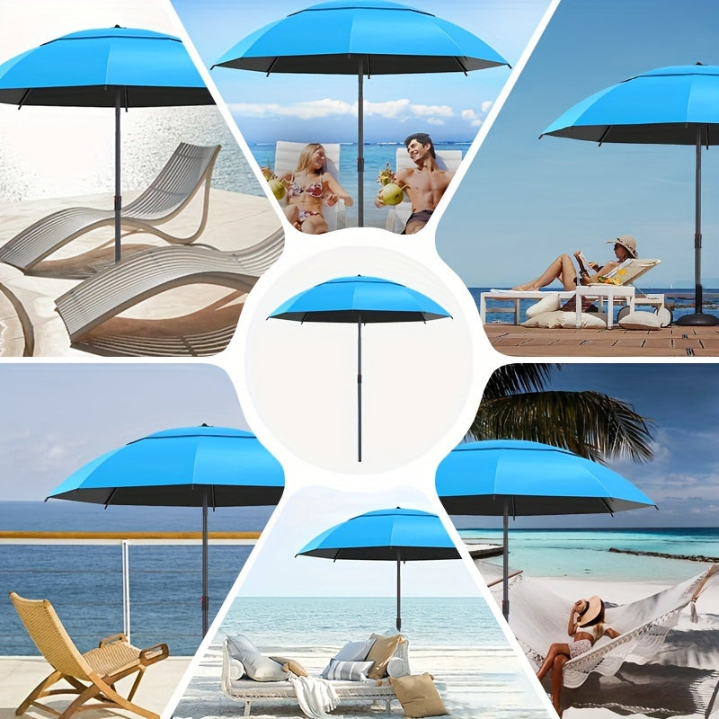 Fishing Umbrella Portable Durable with Fixed Ground Plug for Multiple Terrains Blue