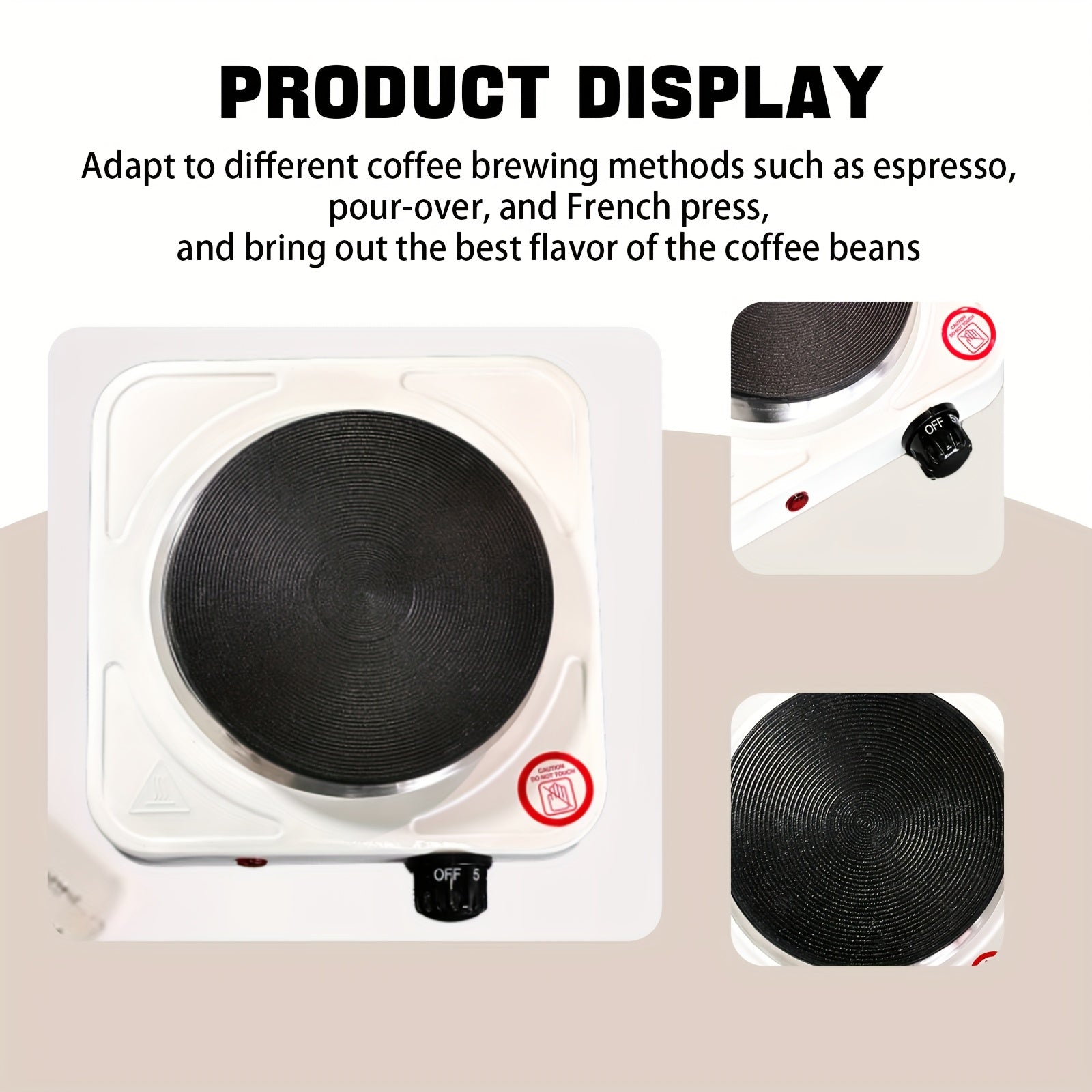 Small electric stove with coffee maker tea kettle iron construction European plug portable