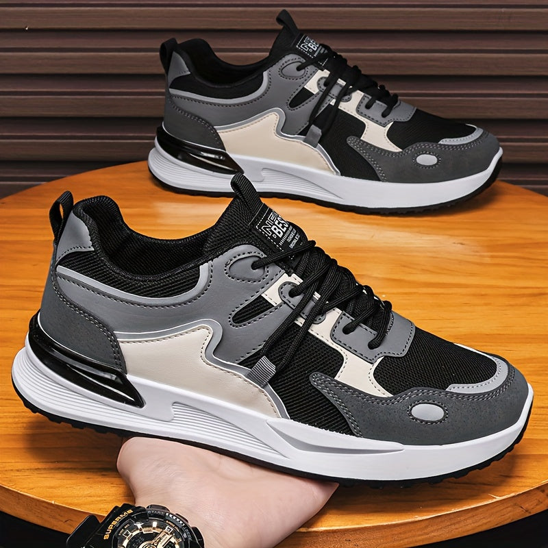 Zapatillas de malla transpirable para hombre blancas y azules con soporte acolchado y suela de PVC duradera