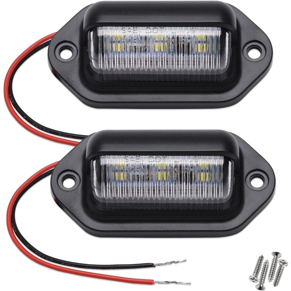 2PCS Xenon White LED License Plate Lights 12V-24V DC 6-SMD for Truck SUV Van