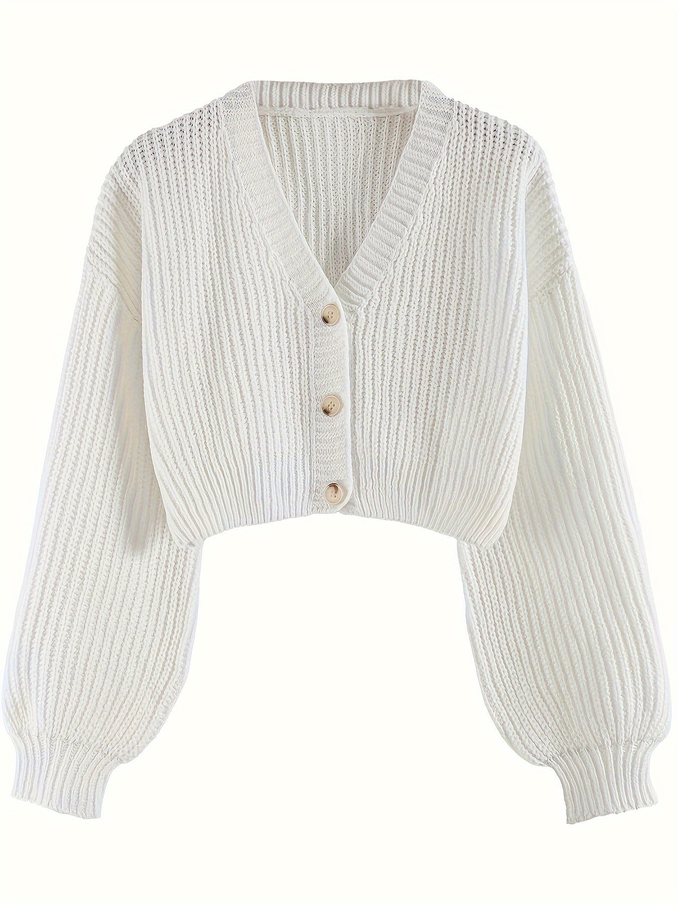 Women's Knit Cardigan Fall Winter Drop Shoulder Ribbed Button Solid Polyester