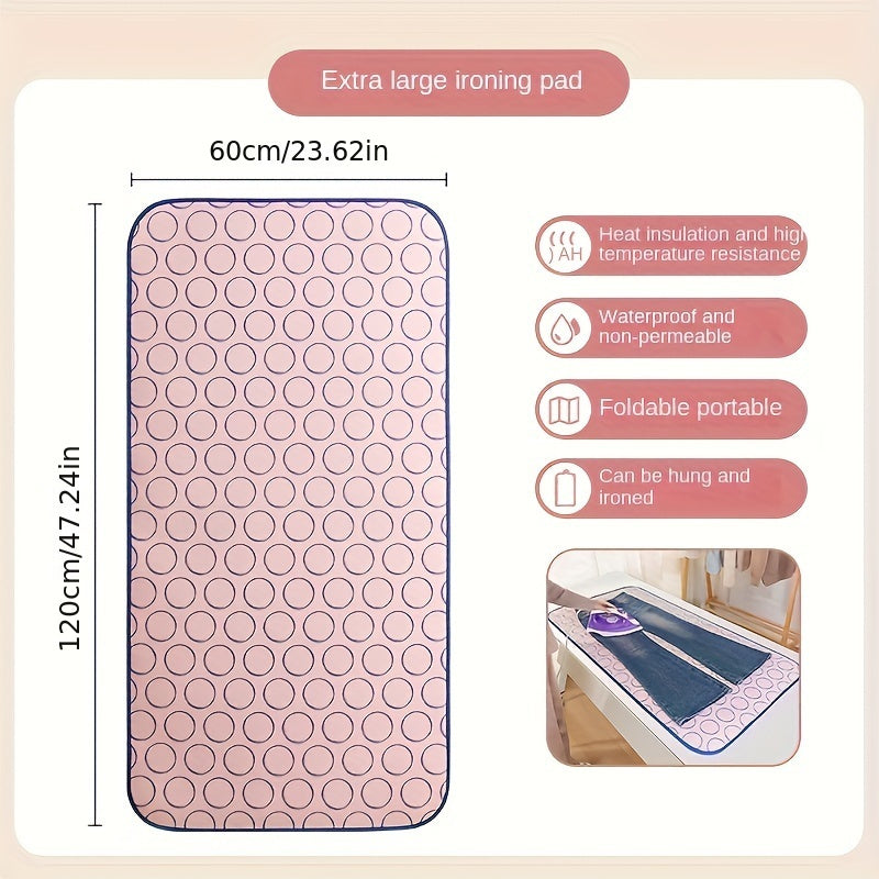 Portable Ironing Pad with 6 Layers of Protective Fabric, Concentric Circle Pattern, for Flat Surfaces