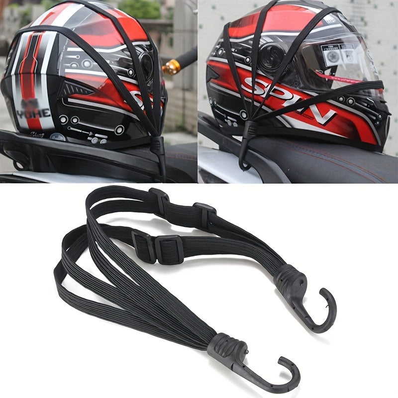 Motorcycle Helmet Strap Black 60cm Elastic Luggage Securing Rope with Buckle