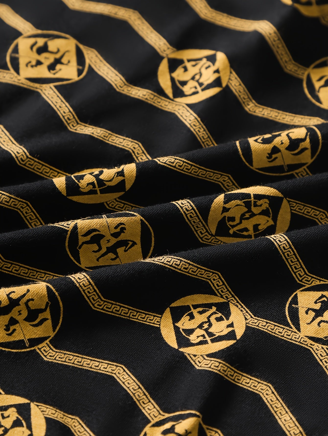 10pcs Men's Black Golden Series Boxer Briefs Breathable Mid Waist Loose Underwear