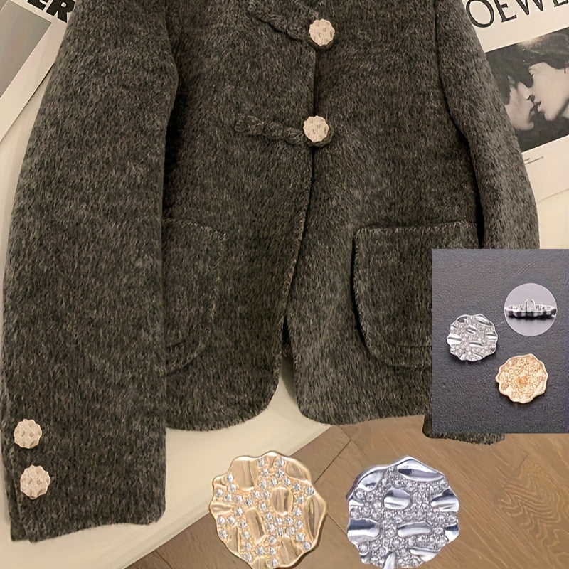 Set of 7 Handmade Irregular Alloy Buttons for Clothing and DIY Jewelry