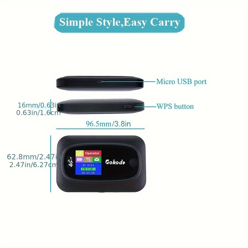 High Speed 4G LTE Mobile Hotspot with 300Mbps WiFi 2.4GHz 10-Hour Battery