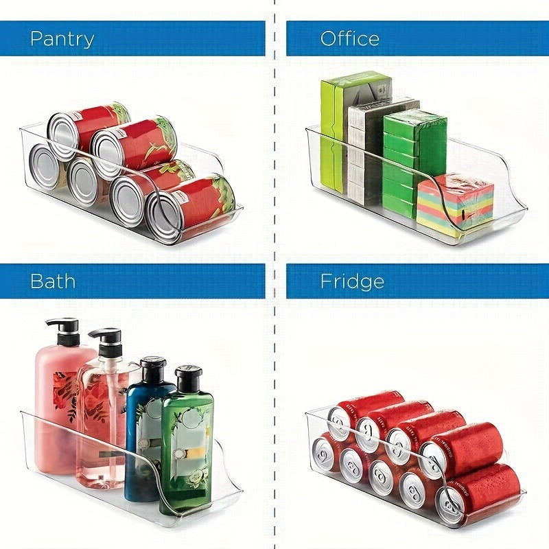 Plastic Refrigerator Organizer Bins with Soda Can Dispenser and Beverage Holder