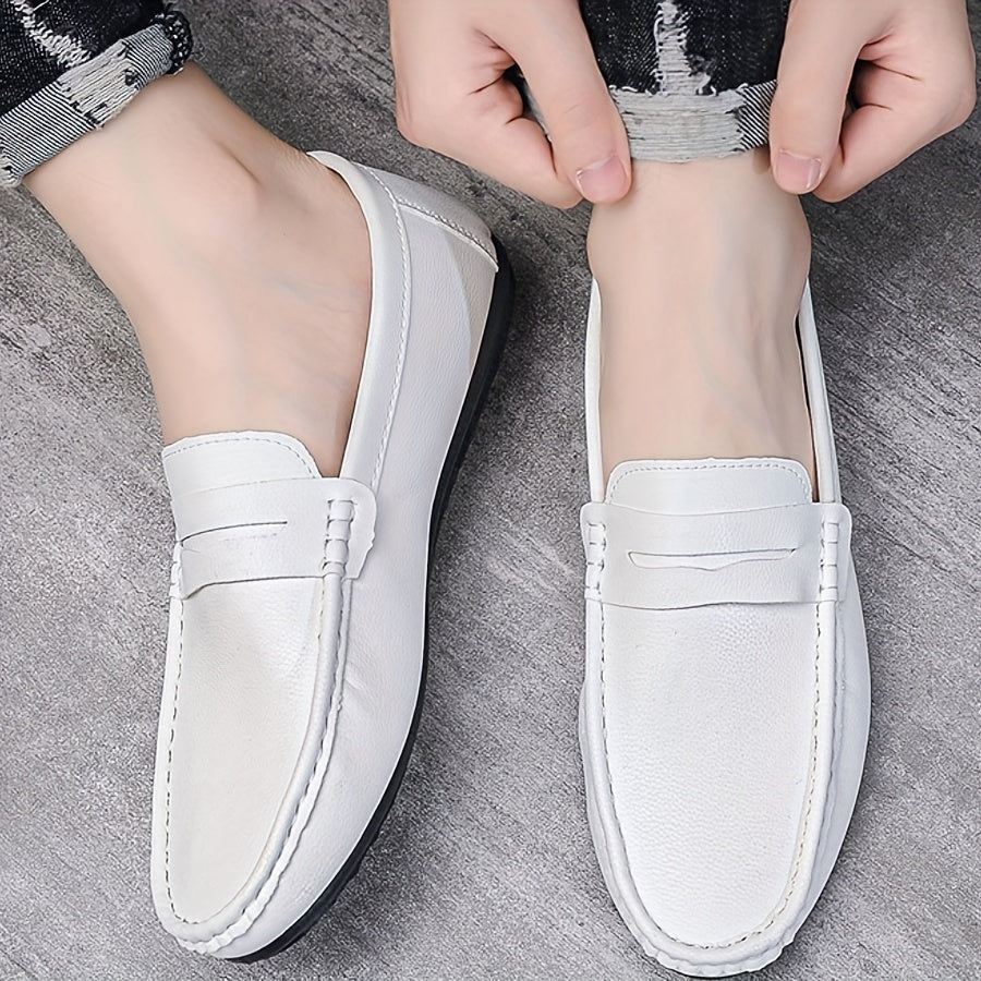 Men's Solid Color Slip-On Penny Loafers Casual Comfortable Soft Sole All-Season