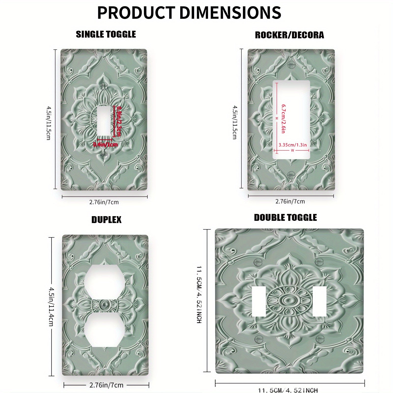 Tapa de interruptor de pared de estilo antiguo, color verde salvia beige, 1 gang, 2 gang, placa decorativa para dormitorio, cocina