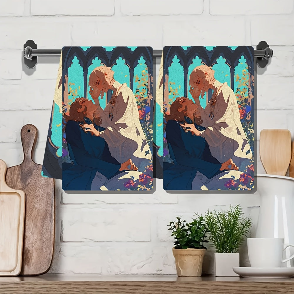 2pcs Ultra-Soft Absorbent Kitchen Towels for Dish and Hand Use