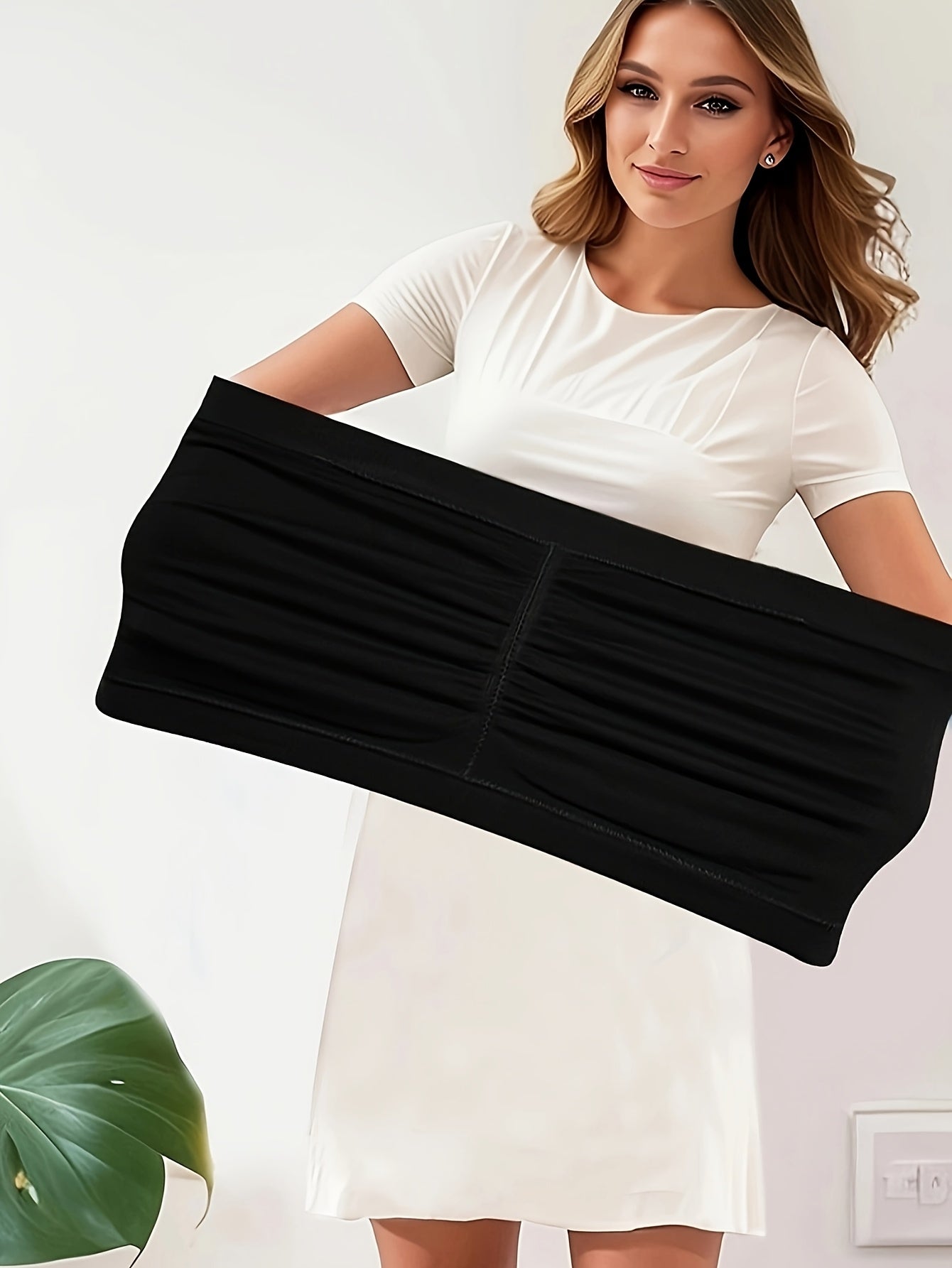 Plus o'lchamli uzluksiz bandeau bra, qalinliksiz, elastik mato, yoga va fitnes uchun