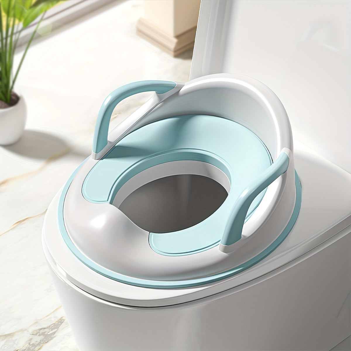 Potty Training Seat for Ages 3-6 with Handles Durable Plastic Easy to Clean Dual Color