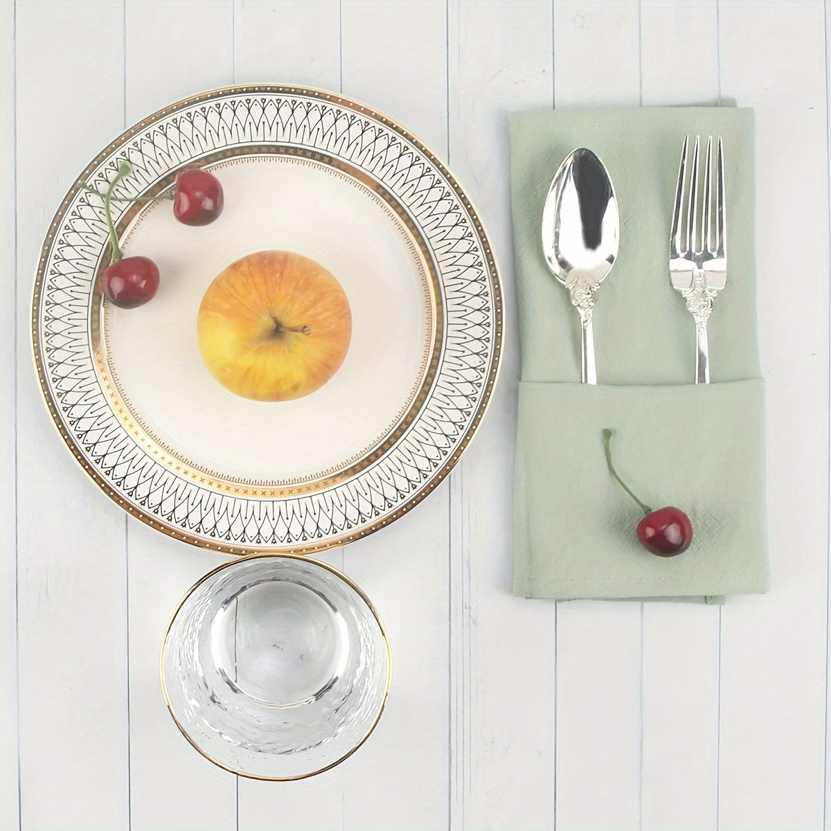 Juego de servilletas verdes de 6 piezas, 40.64cm, con volante, lavable, para ocasiones especiales