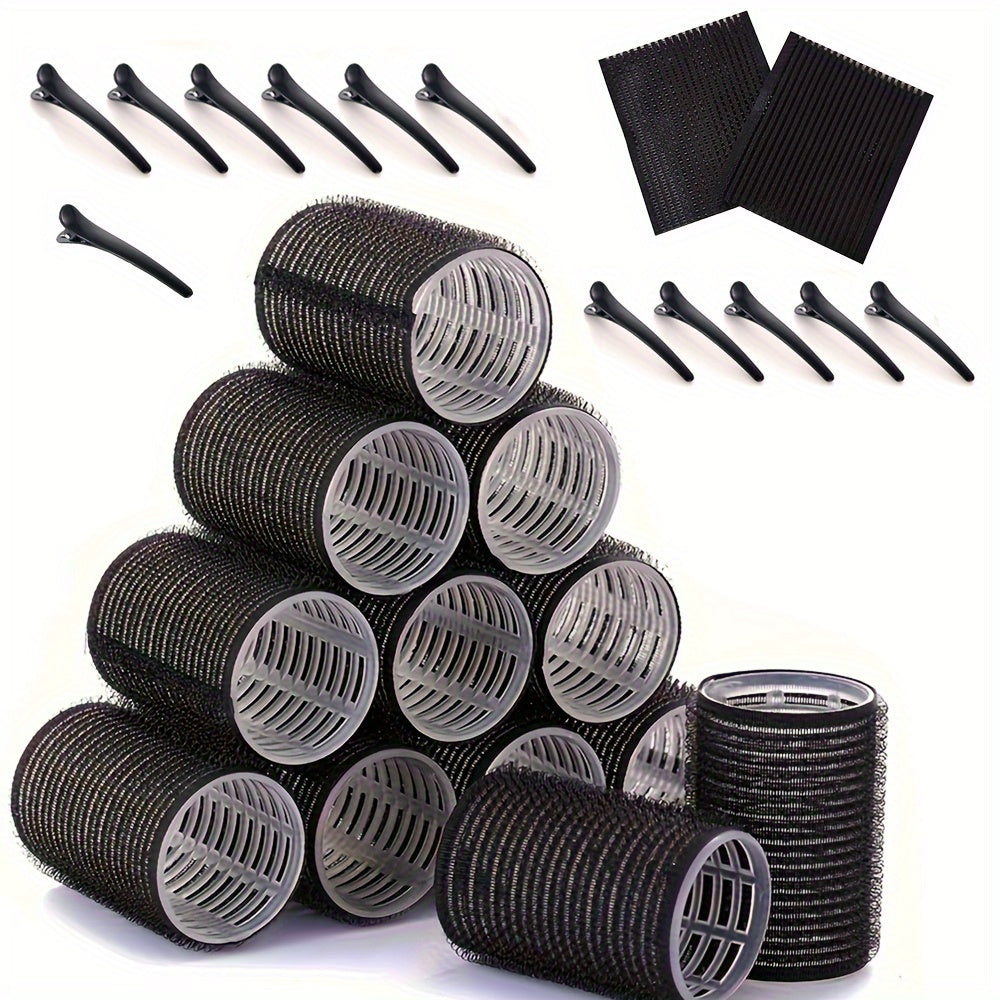 26-Piece Large Hair Roller Set with Self-Clipping Curlers and Clips for DIY Styling