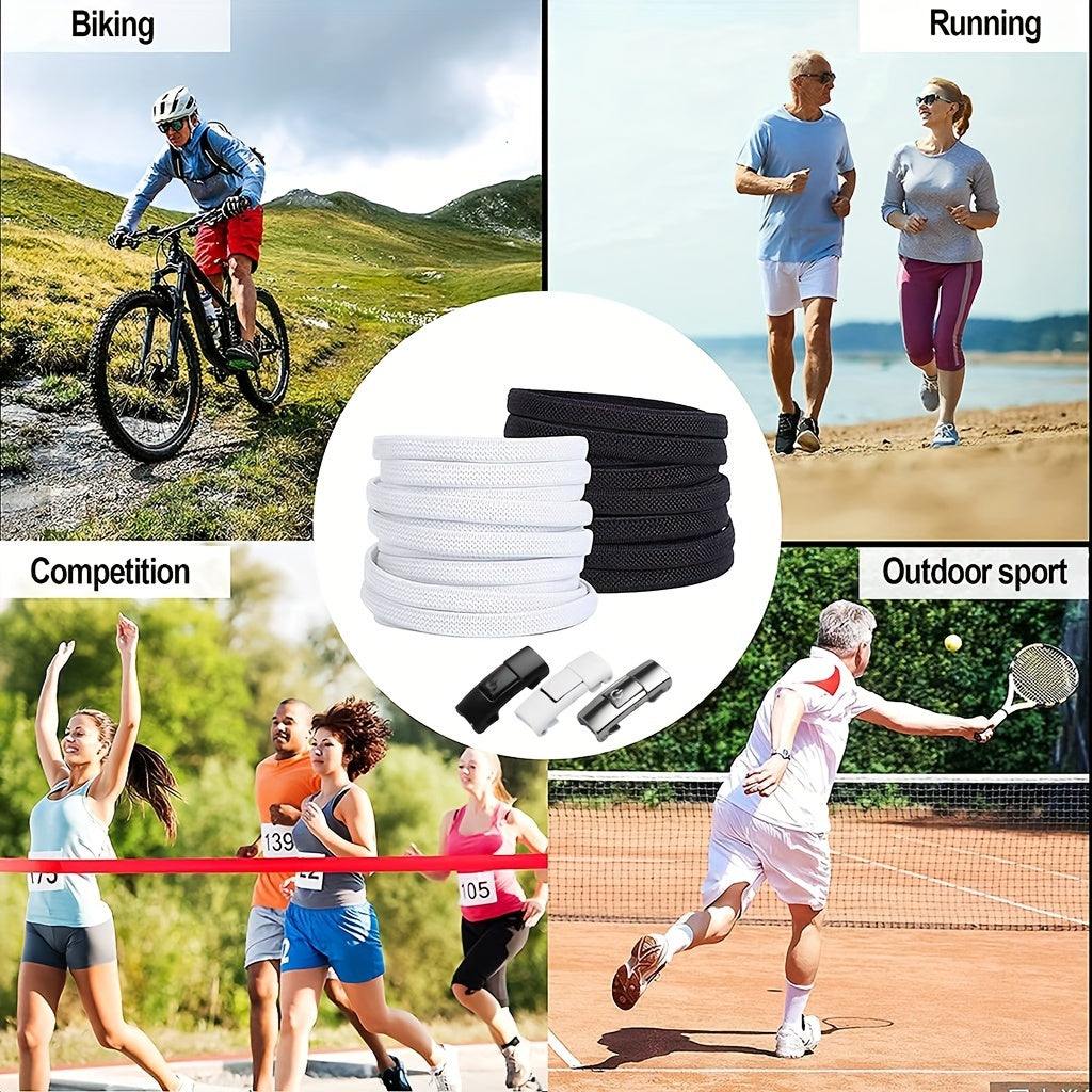 Unisex Stretch Rubber Shoe Laces Tieless Shoelaces With Buckle