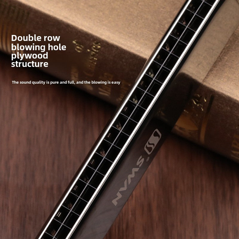 SWAN Garmonik: Boshlovchilar va Kattalar uchun 24/28 Teshikli Ijro Sifatidagi Metall Garmonik, C O'lchovida Qopqoq bilan, Oq Polirovka Qilingan Yuzasi