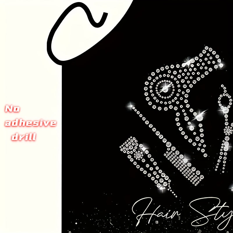 Hairdressing Apron with Stylist Tool Print Adjustable Polyester Woven Fabric