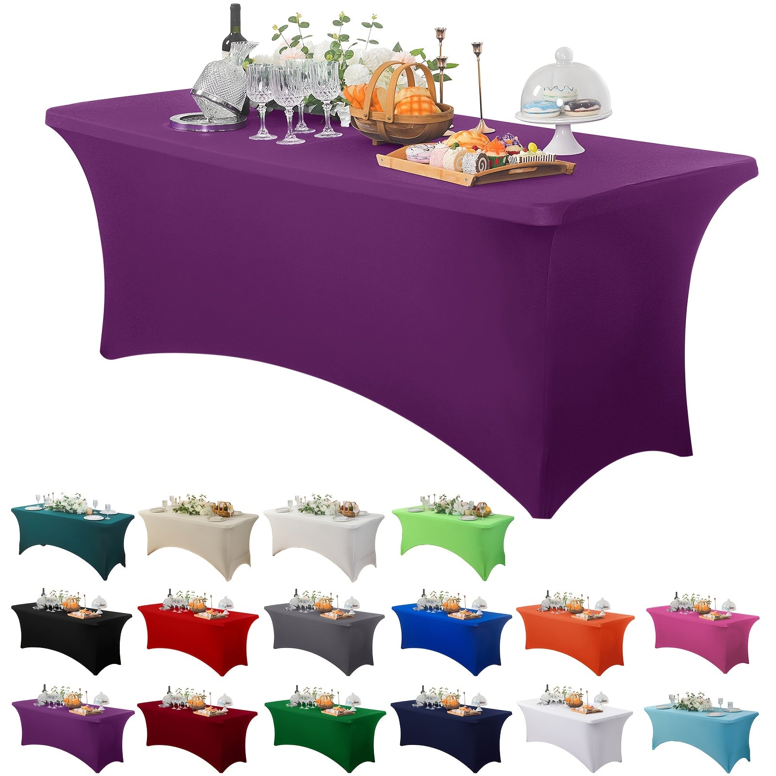 Stretch Spandex Tablecloth for Weddings Parties and Events Durable Polyester Blend Mixed Color