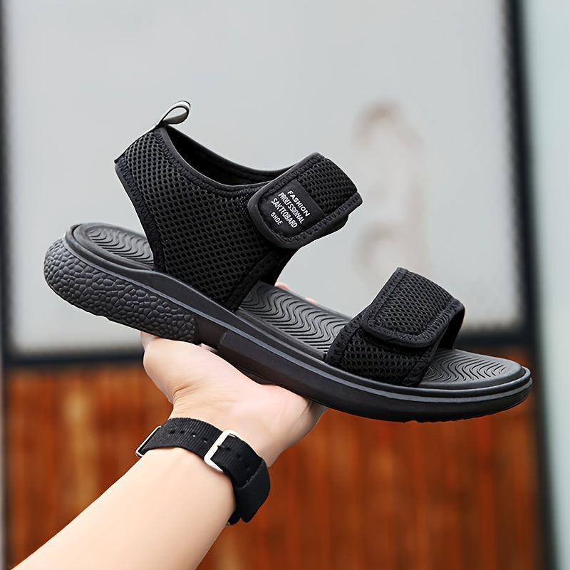 Men's Black Summer Sandals Non-slip Breathable Mesh Casual Outdoor Beach