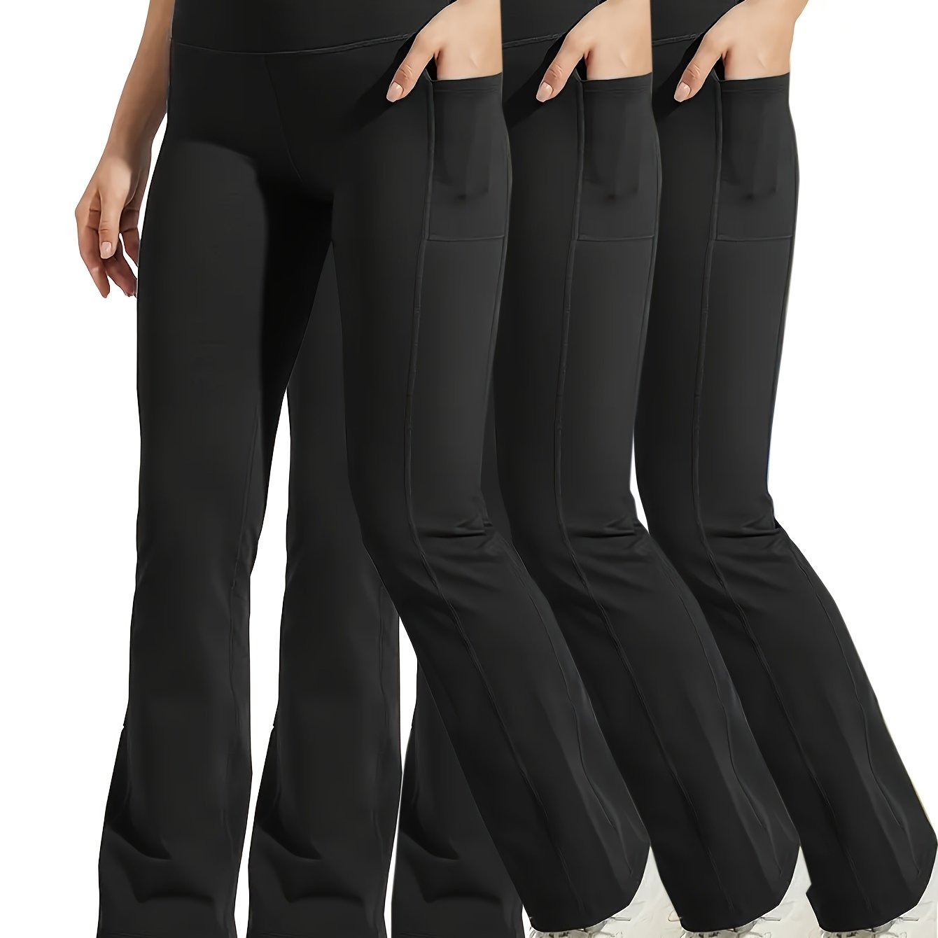 Ayollar uchun katta o'lchamdagi yoga shimlar, cho'ntaklar bilan, yuqori bel, kengaytirilgan faol kiyim